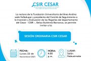 Este lunes será la sesión ordinaria CSIR Cesar