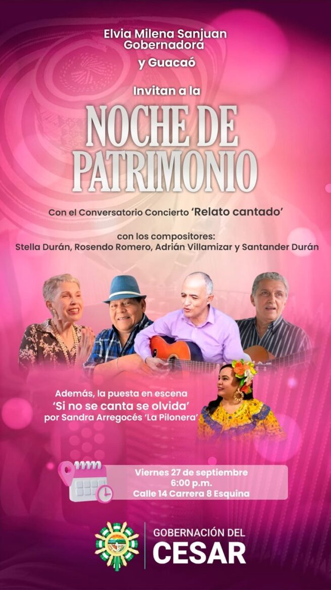 “Noche de Patrimonio”, hoy en Valledupar; habrá presentación de compositores